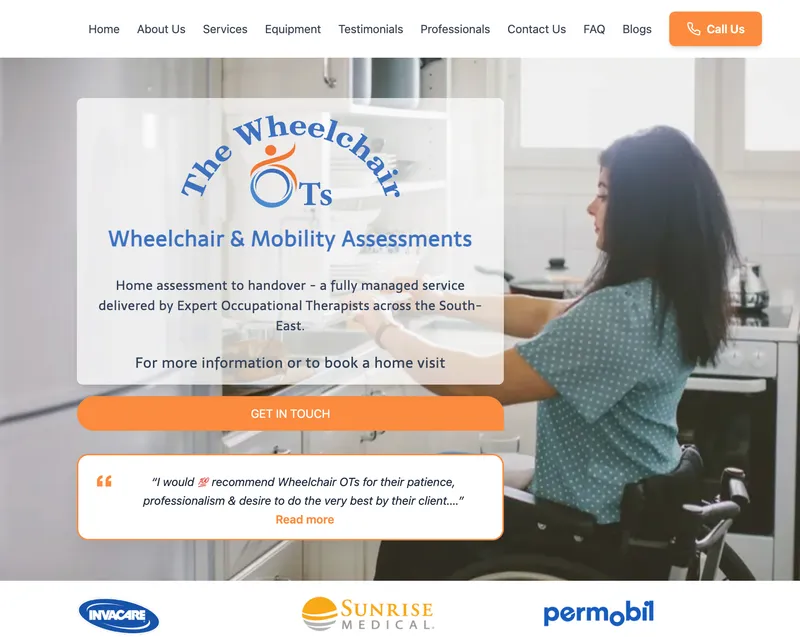 Screenshot of the The Wheelchair OTs website